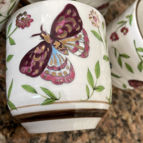 Teaopia set - wicker/bamboo like handle, strainer, 3 cups - butterflies - Picture 5 of 9